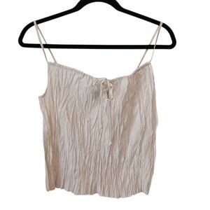 J. Crew Women’s Crinkled Tank Top NWT Sz Small Natural Cream Feminine Ruching